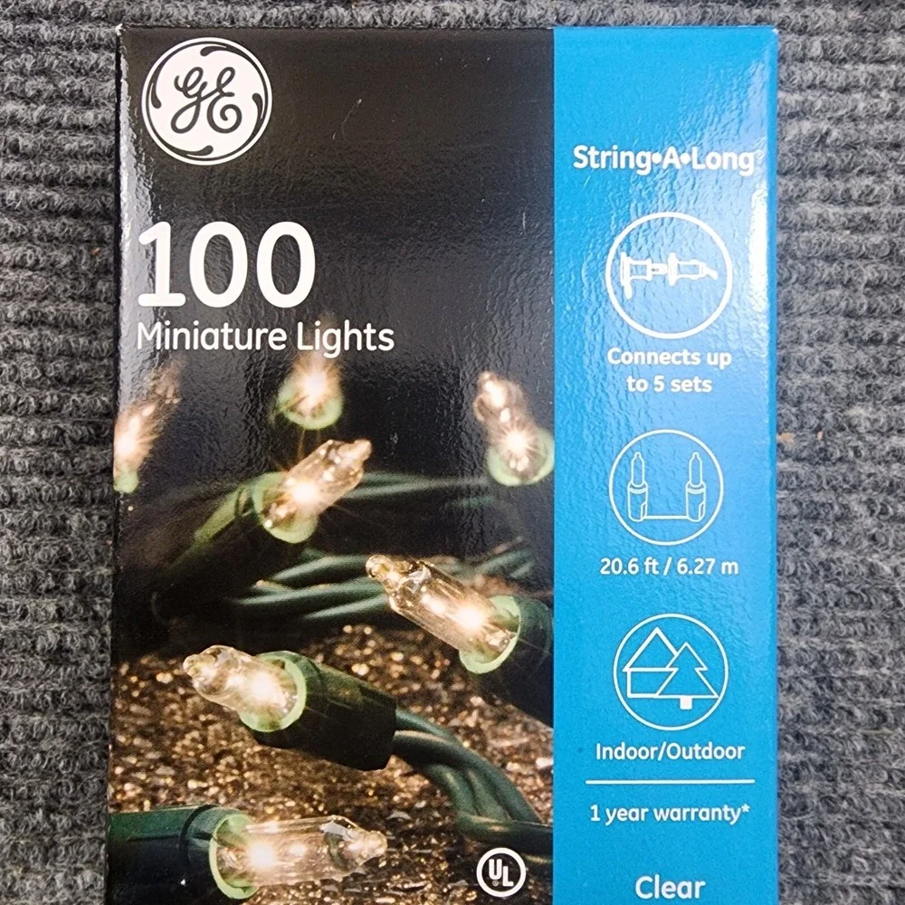 Ser Of 35 GE StayBright 100ct Clear Mini String Lights Outdoor Party Deck Patio‎